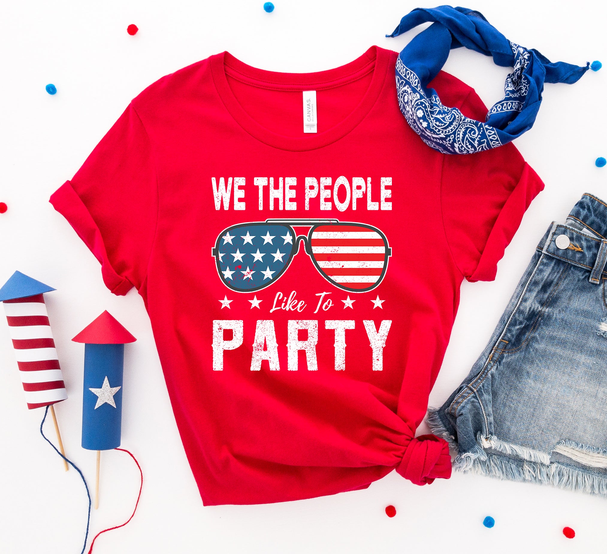 we the people like to party t-shirt – 4th of july orde | dropsona - neutral - front view