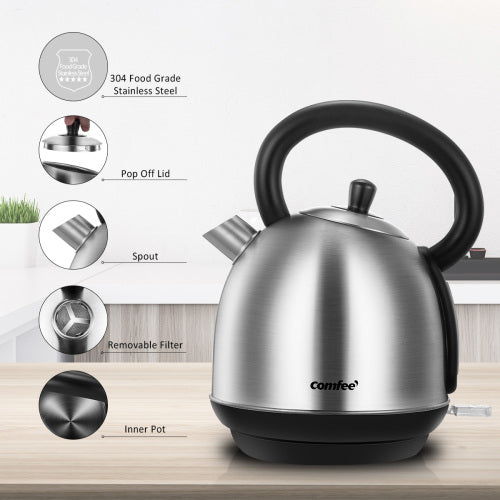 stainless steel inner pot and lid electric kettle with | dropsona - neutral - front view