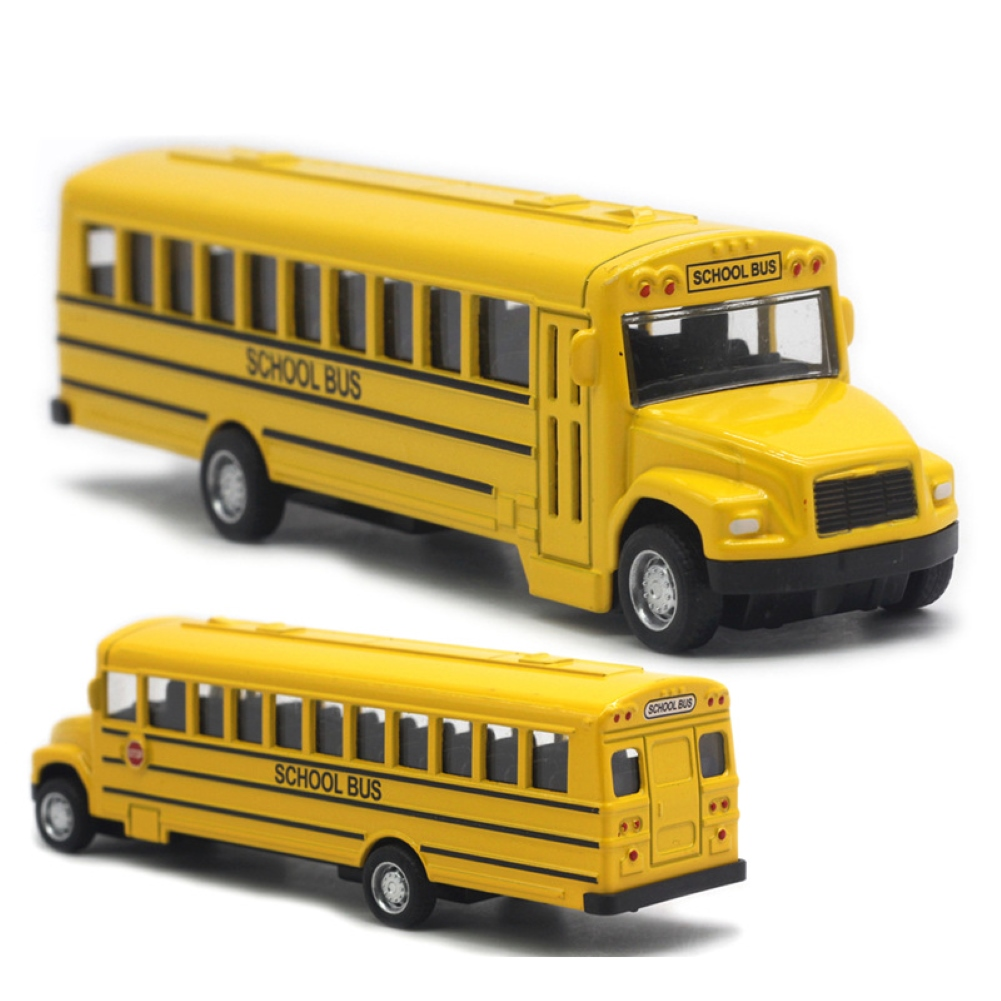 alloy inertial school bus model car for gifts ki | dropsona - neutral - close-up detail