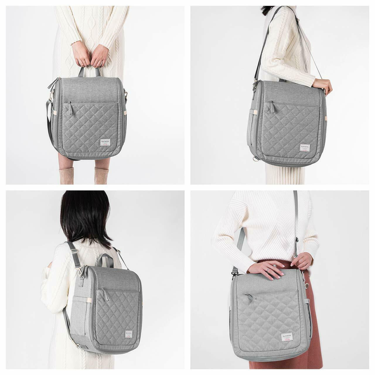 portable diaper bag backpack – packed with essential f | dropsona - neutral - front view