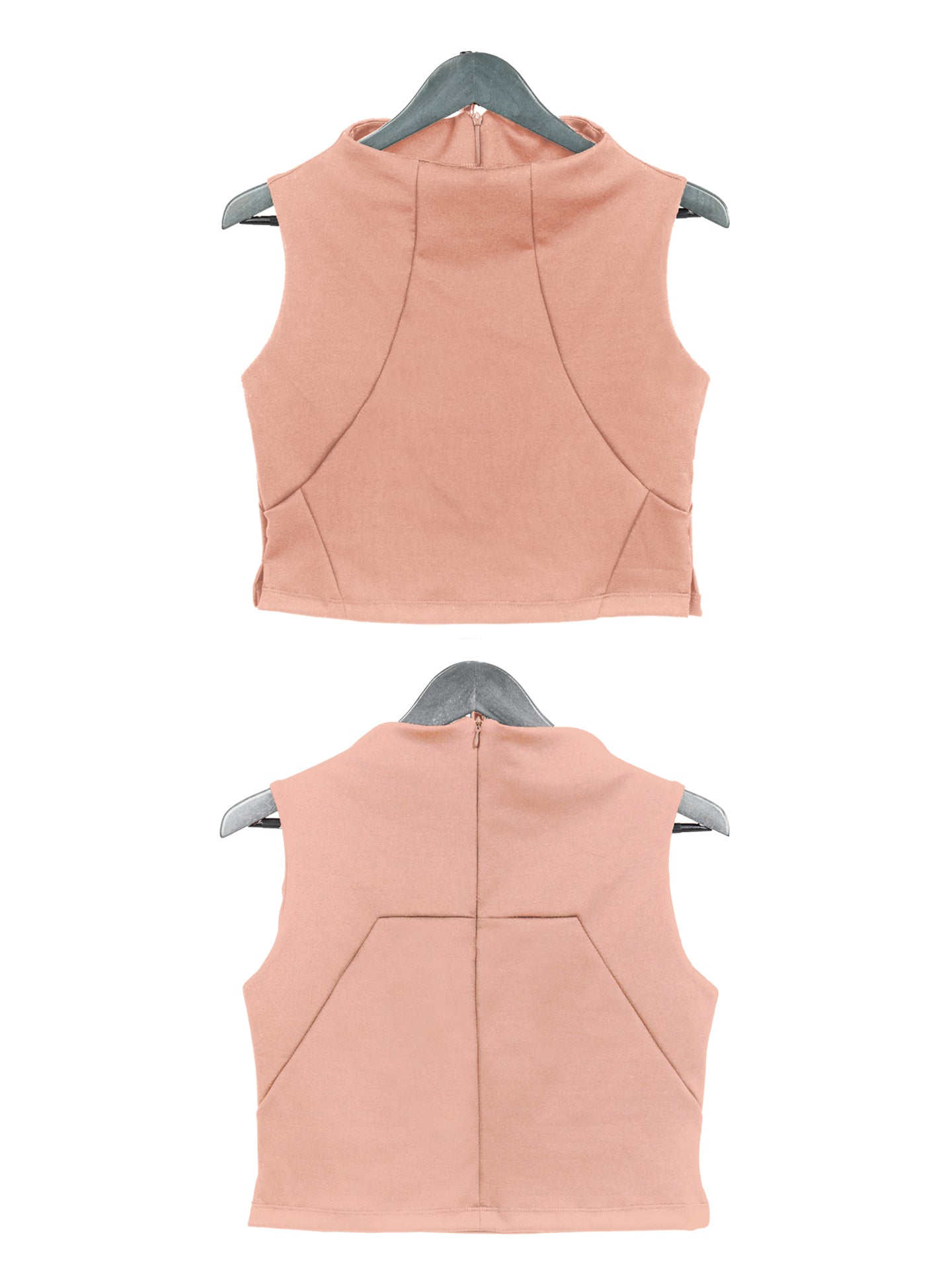 victoria crop top – the slimming lines and raised neck | dropsona - neutral - front view