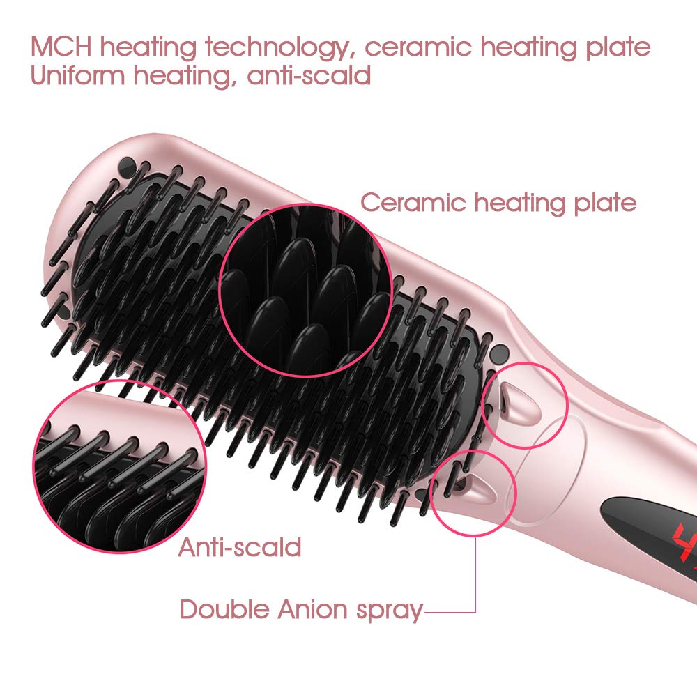 miropure 2-in-1 ionic enhanced hair straightener brush | dropsona - neutral - material texture