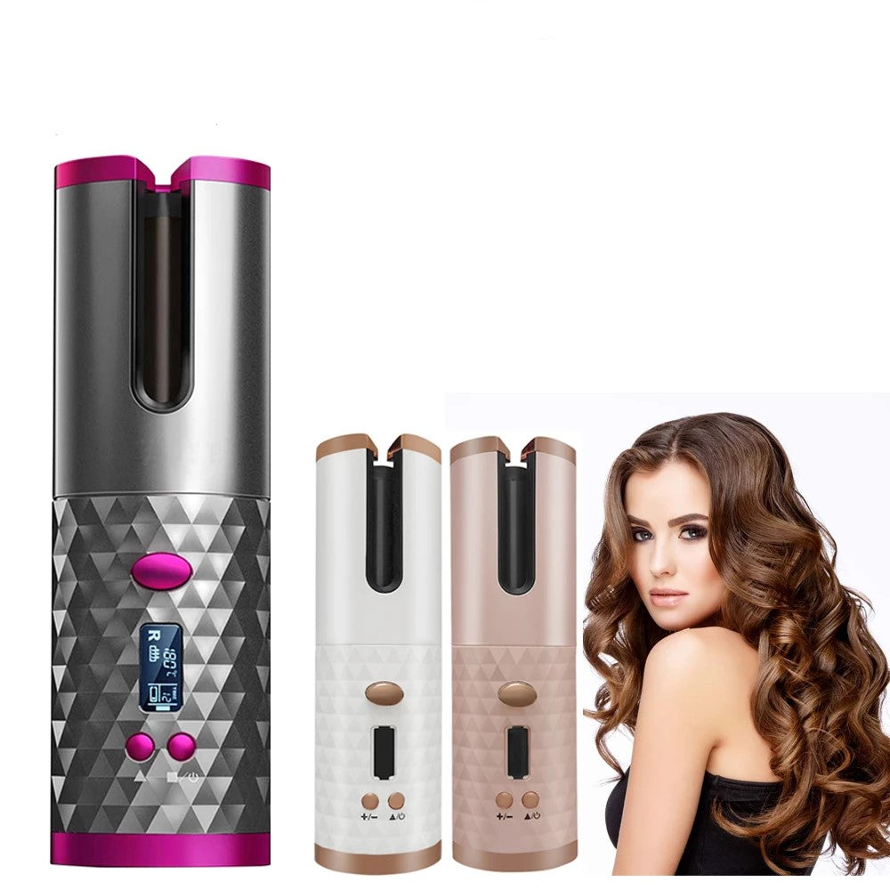 lcd display cordless hair curler rollers rotating | dropsona - neutral - everyday use