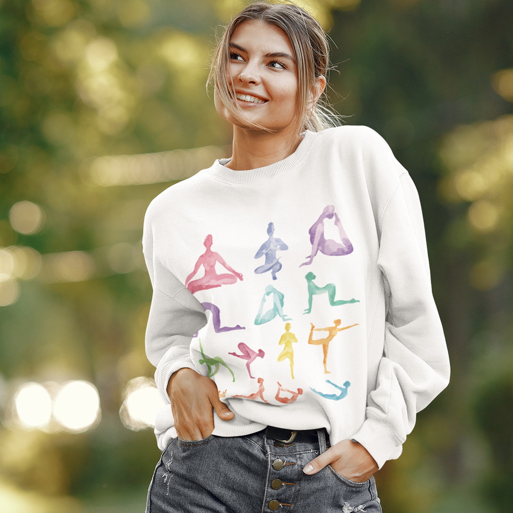 yoga theme crewneck sweatshirt – sanctuary crewne | dropsona - neutral - everyday use