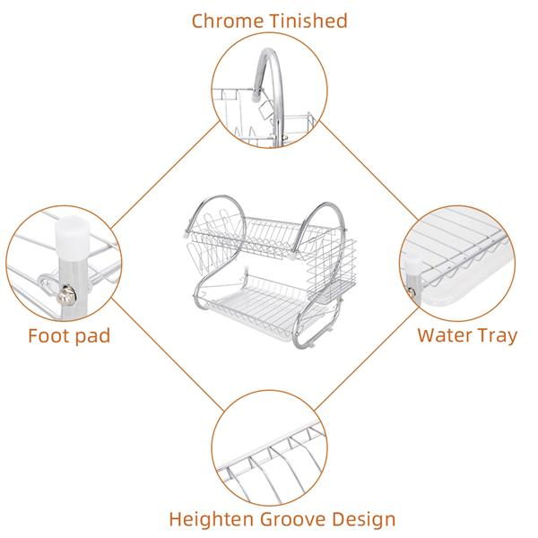 2 layers dish organizer storage bowls shelf for home | dropsona - neutral - material texture