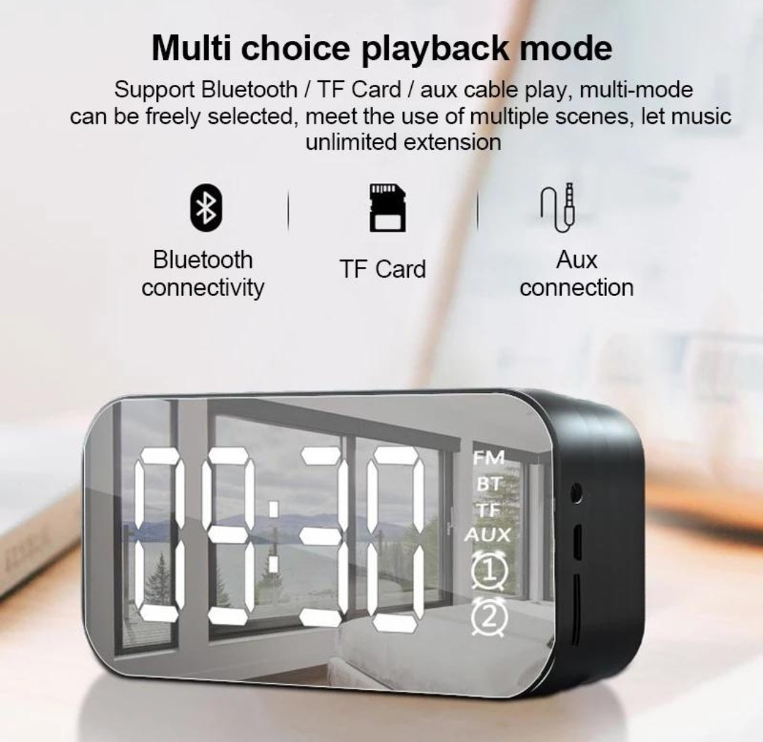 led display alarm clock wireless bluetooth speakers | dropsona - neutral - front view
