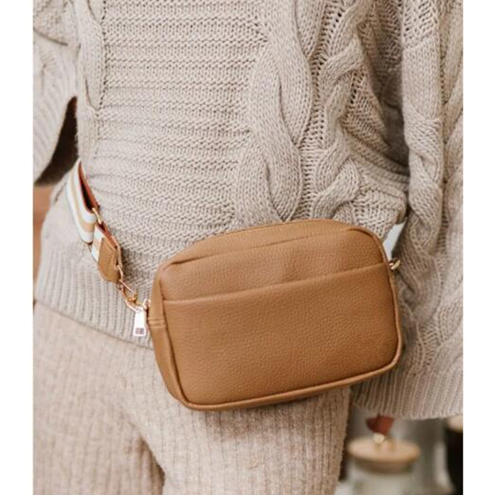crossbody bag for women genuine leather wide strap sho | dropsona - neutral - front view