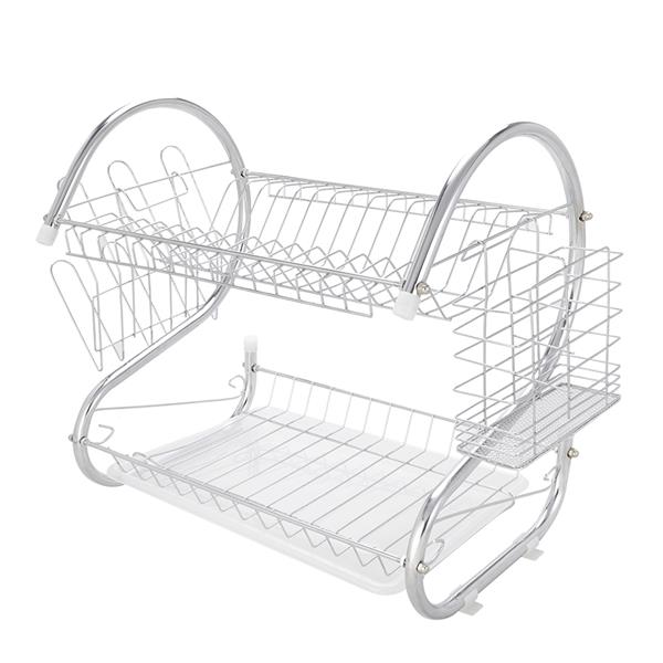2 layers dish organizer storage bowls shelf for home | dropsona - neutral - everyday use