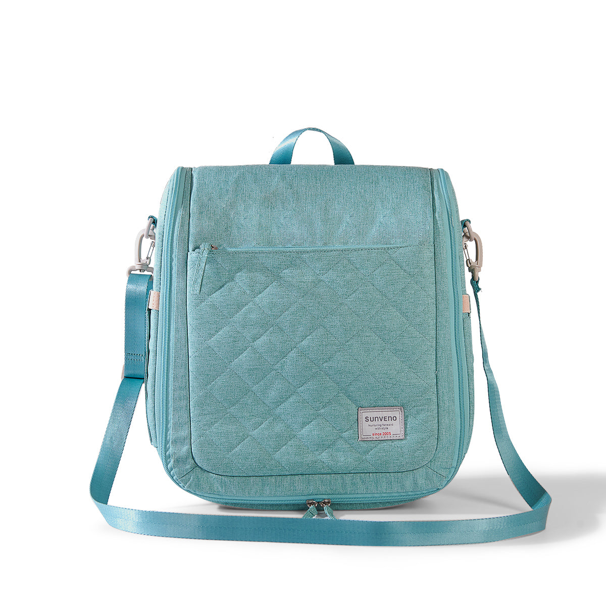 portable baby diaper bag backpack with changing pad | dropsona - neutral - close-up detail