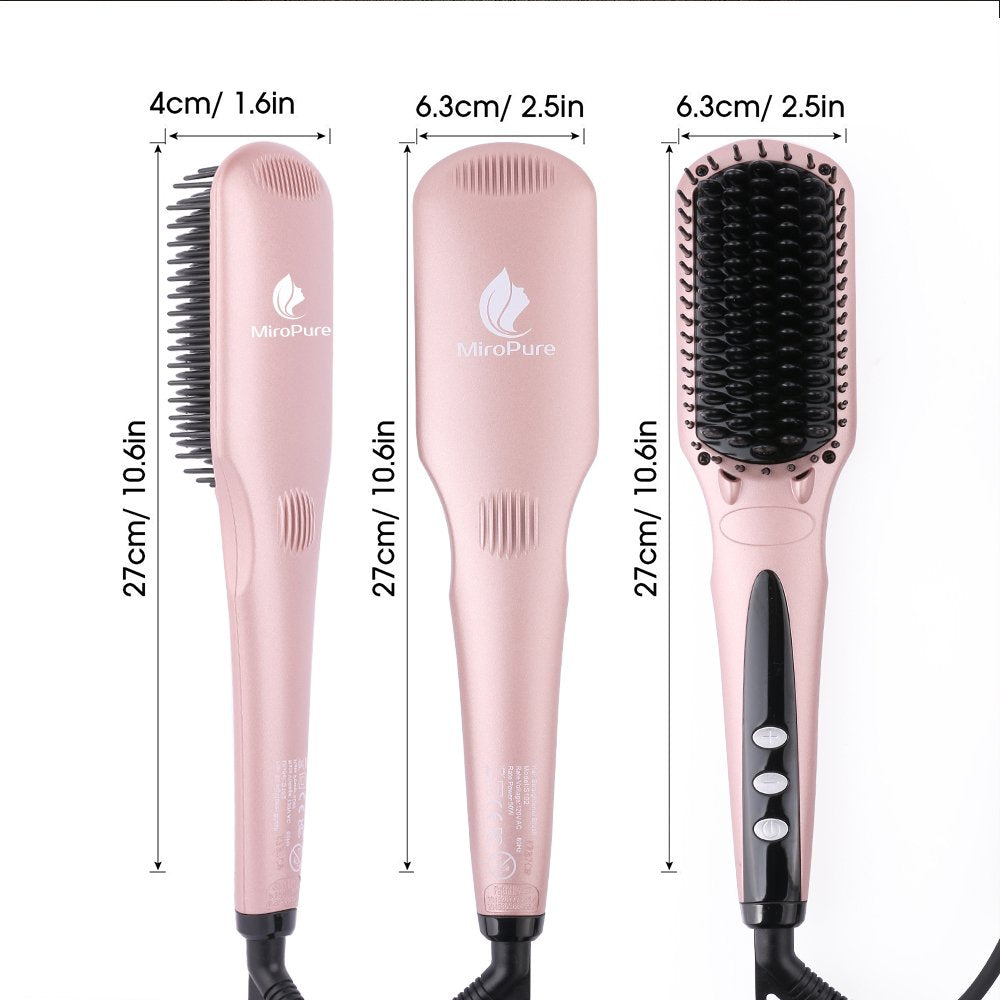 miropure 2-in-1 ionic enhanced hair straightener brush | dropsona - neutral - usage example