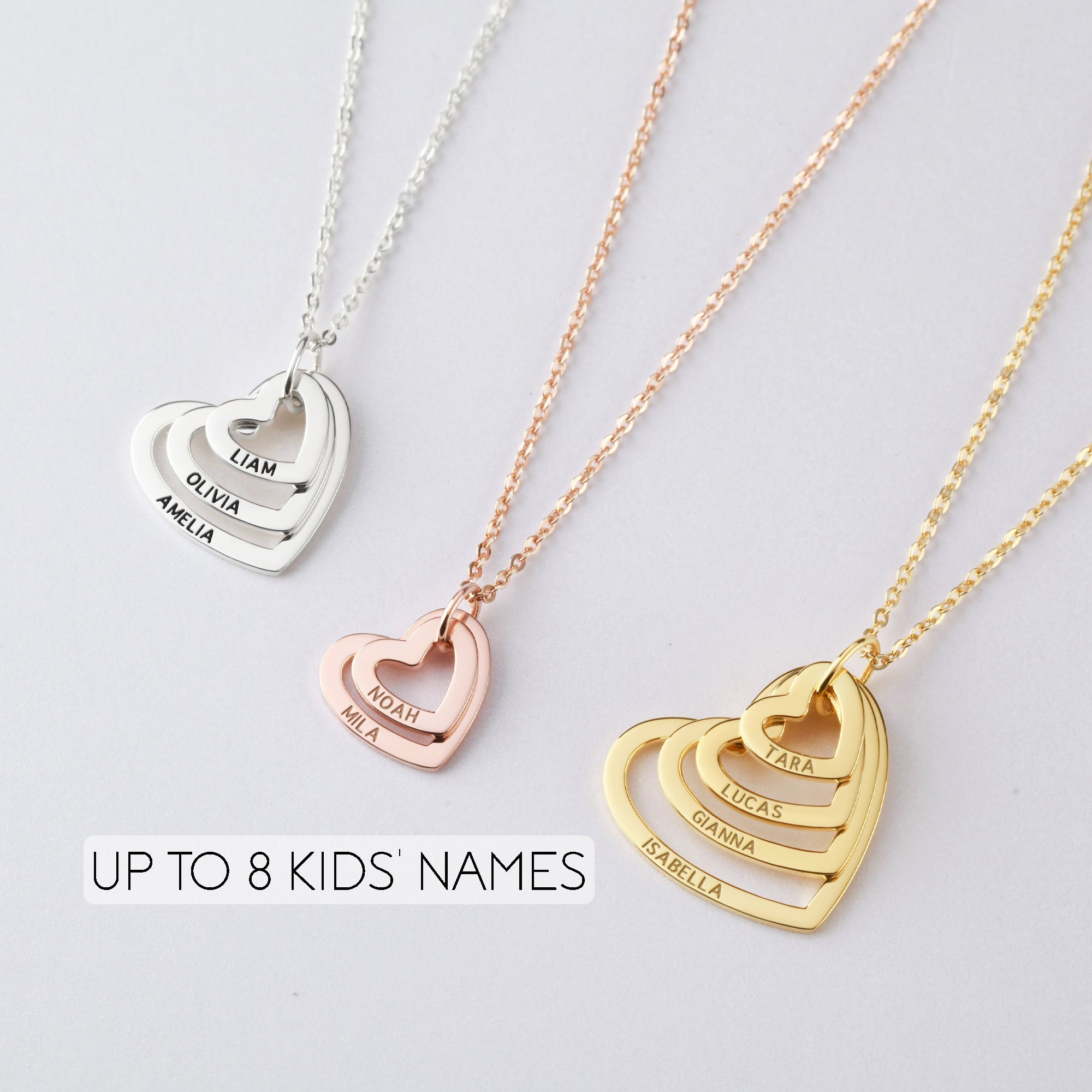 grandma heart necklace, personalized jewelry, | dropsona - neutral - front view