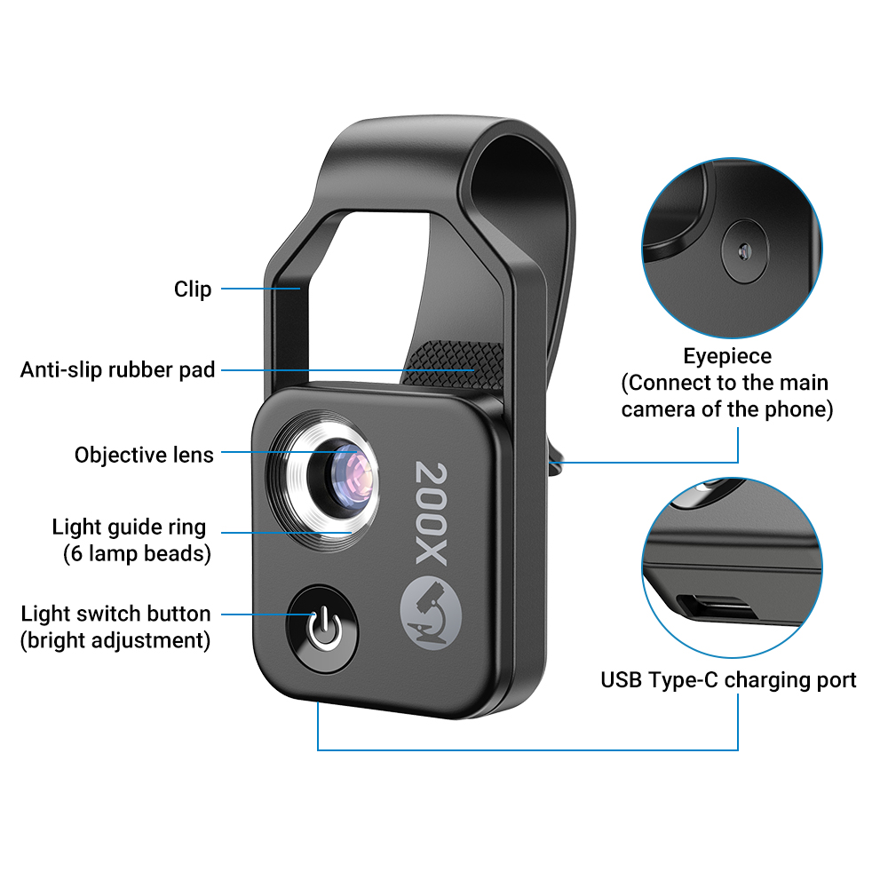 200x digital zoom lens for mobile phone iphone sam | dropsona - neutral - size reference