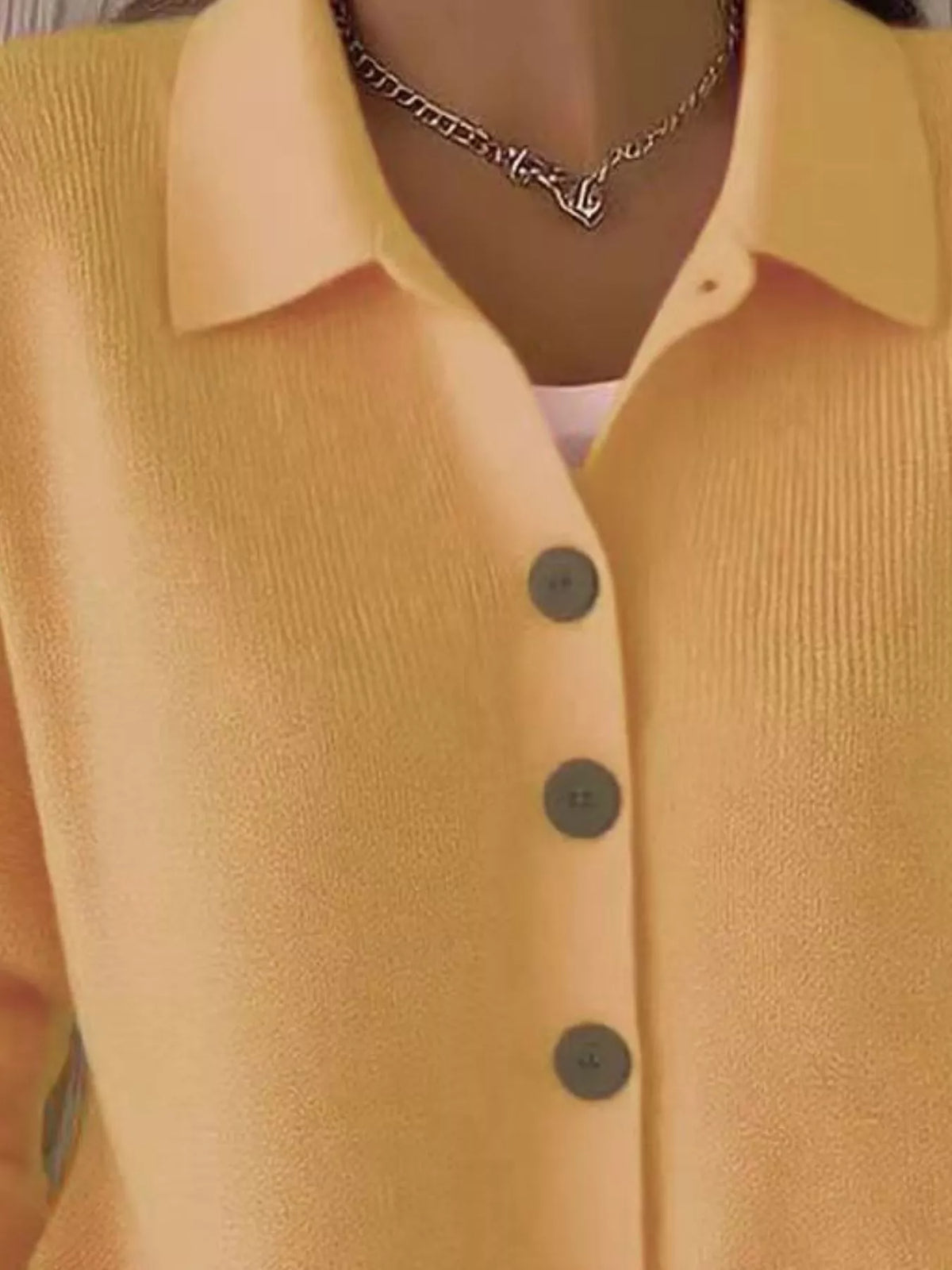 full size collared button-down knit cardigan plus | dropsona - neutral - size reference