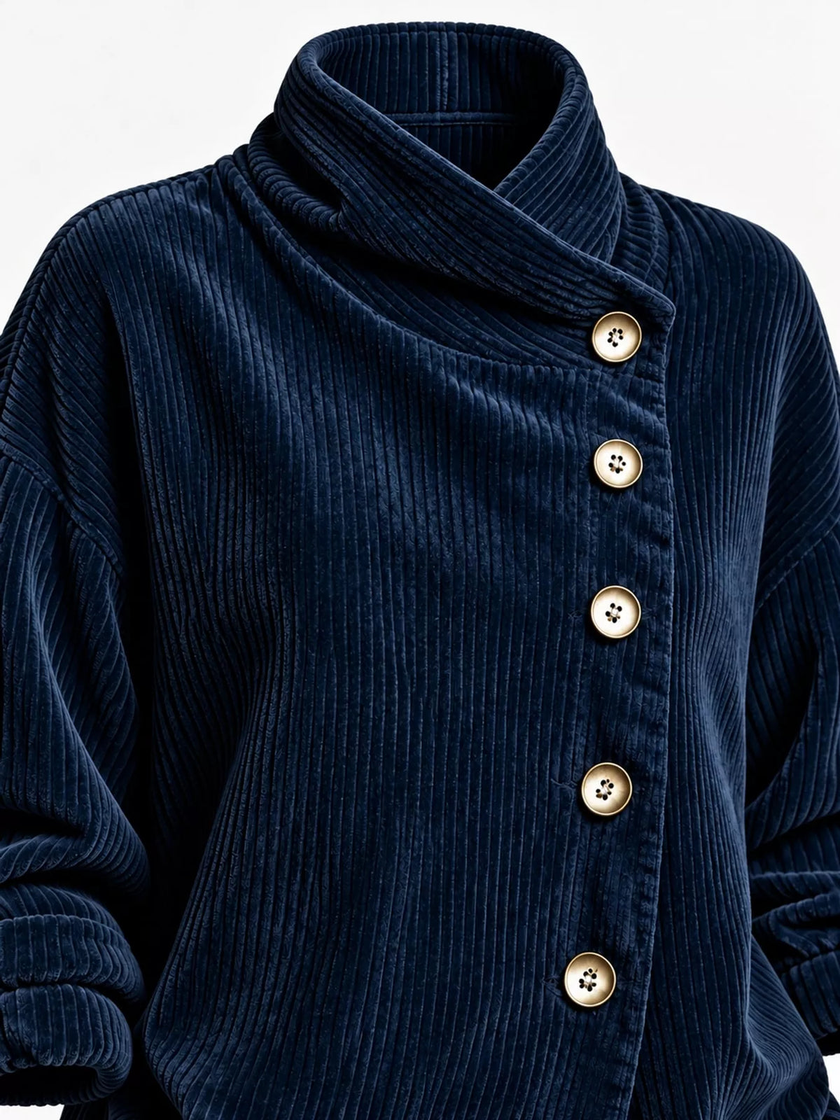 full size asymmetric button-down corduroy jacket plus | dropsona - neutral - material texture