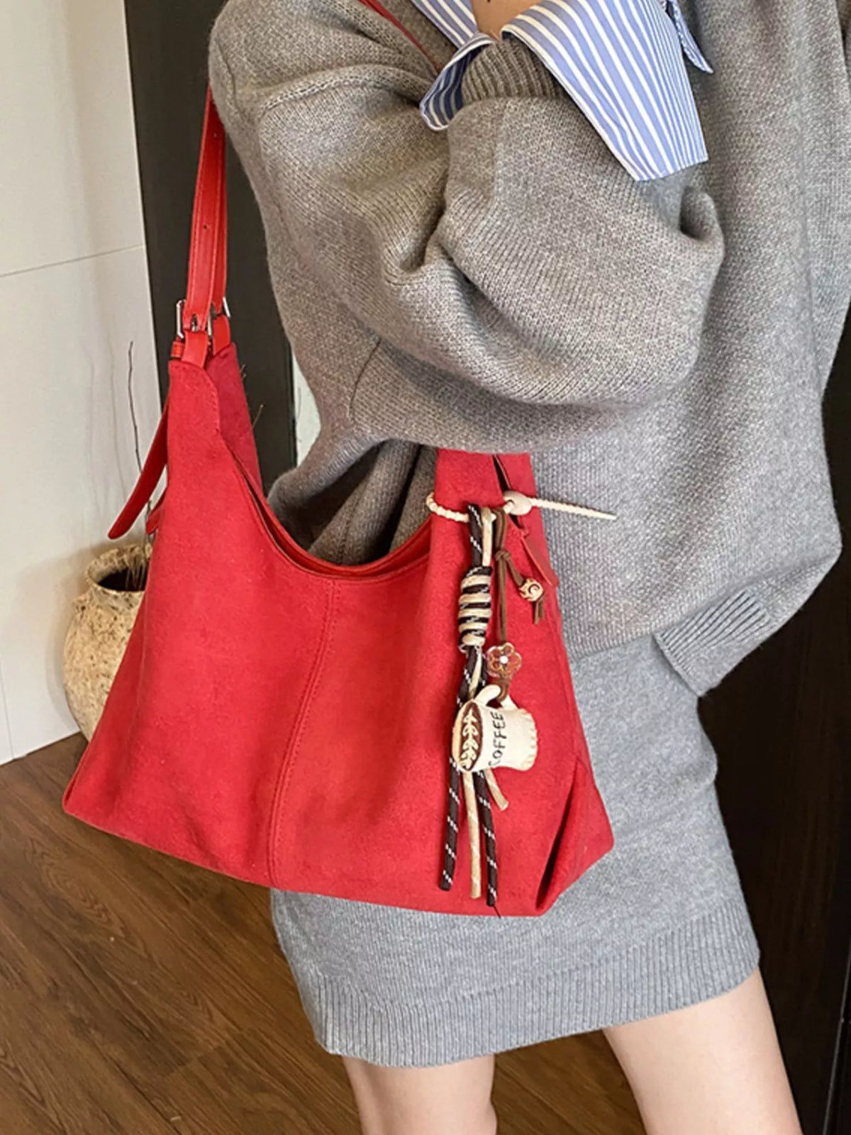 solid color shoulder bag – stylish sling | dropsona - neutral - material texture
