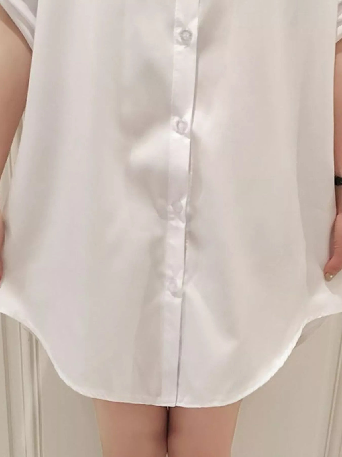 full size button-down shirt with roll-up sleeves plus | dropsona - neutral - close-up detail
