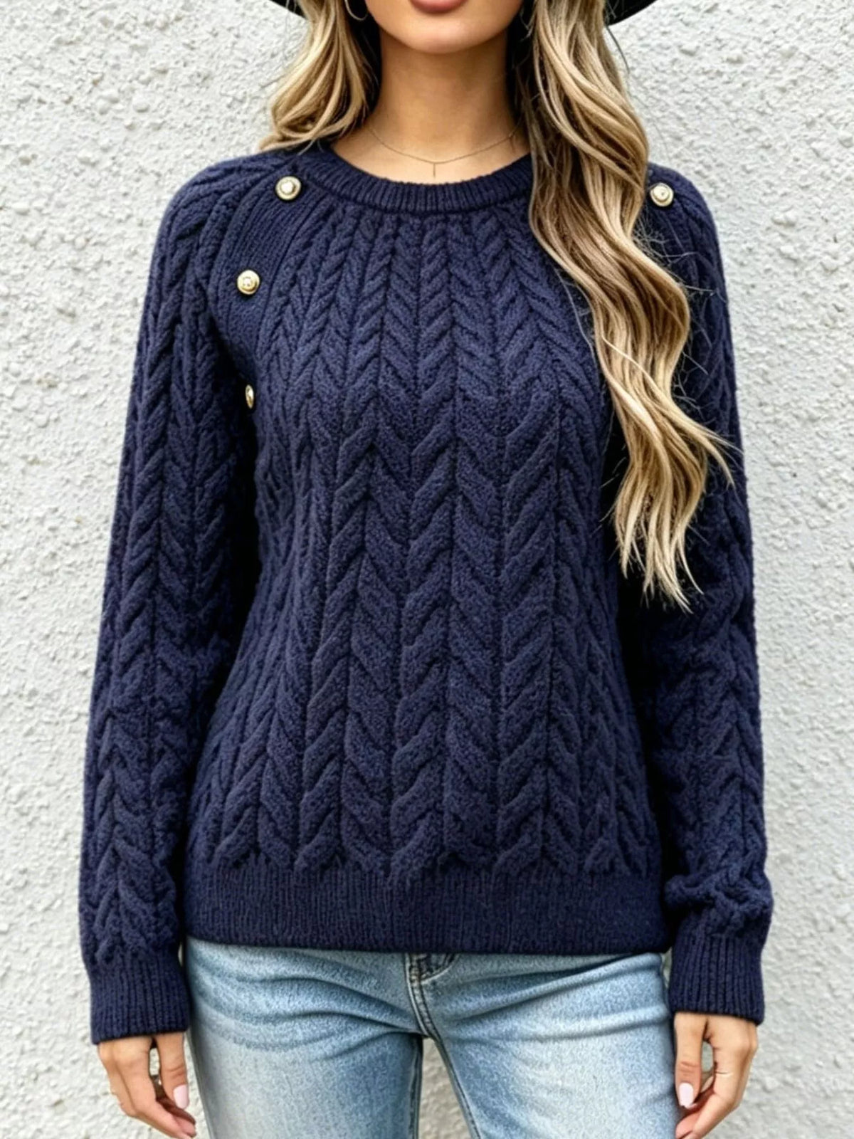 cable-knit raglan sleeve sweater | dropsona - neutral - everyday use