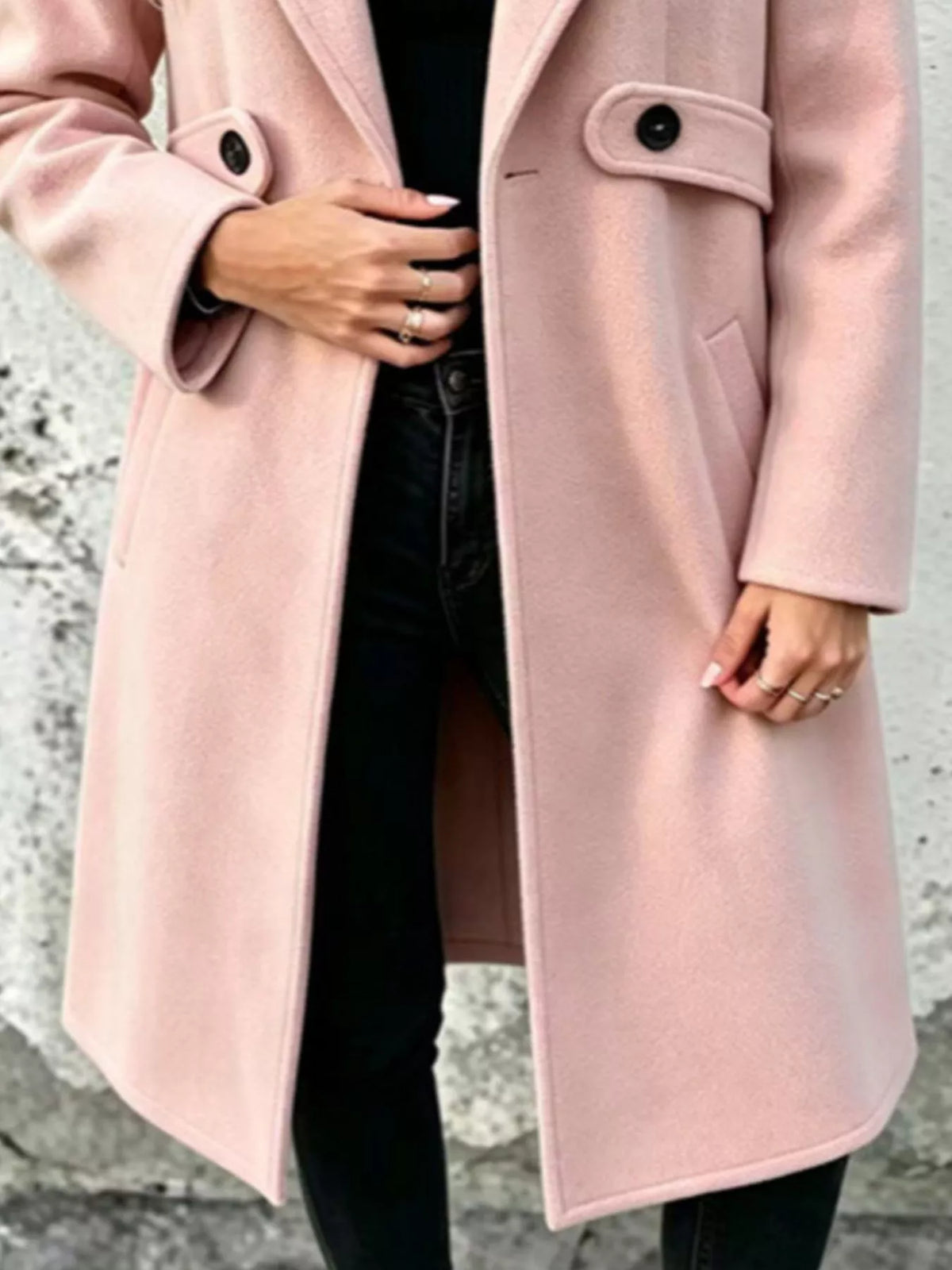 full size lapel collar longline overcoat plus | dropsona - neutral - front view