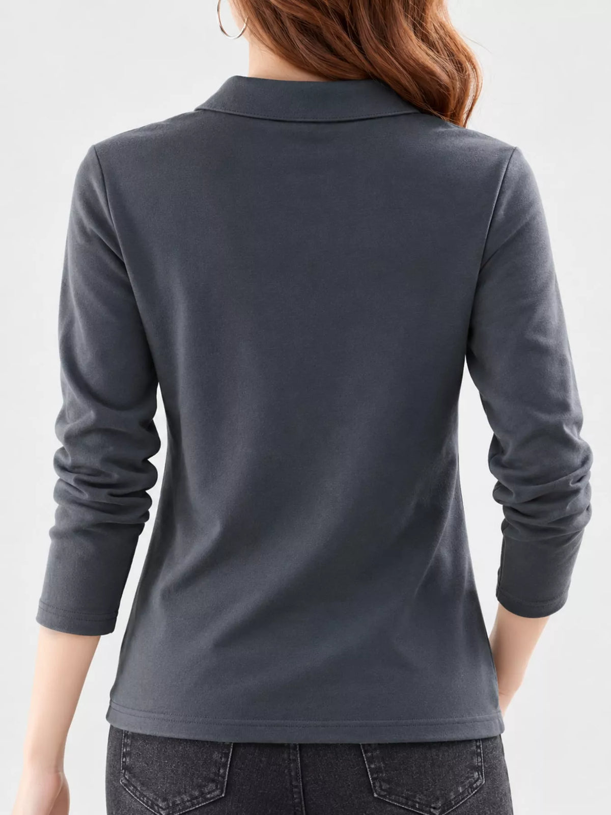 full size button-down long sleeve shirt plus | dropsona - neutral - front view