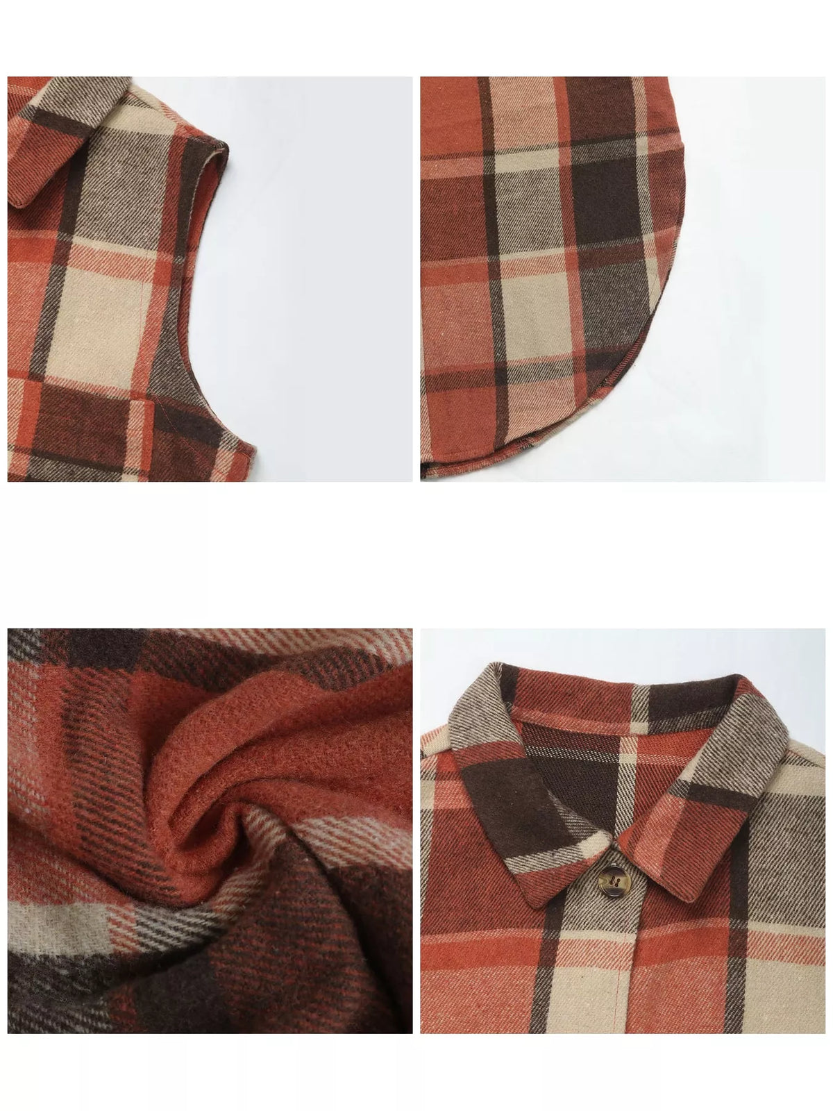 longline plaid button-down vest coat | dropsona - neutral - material texture