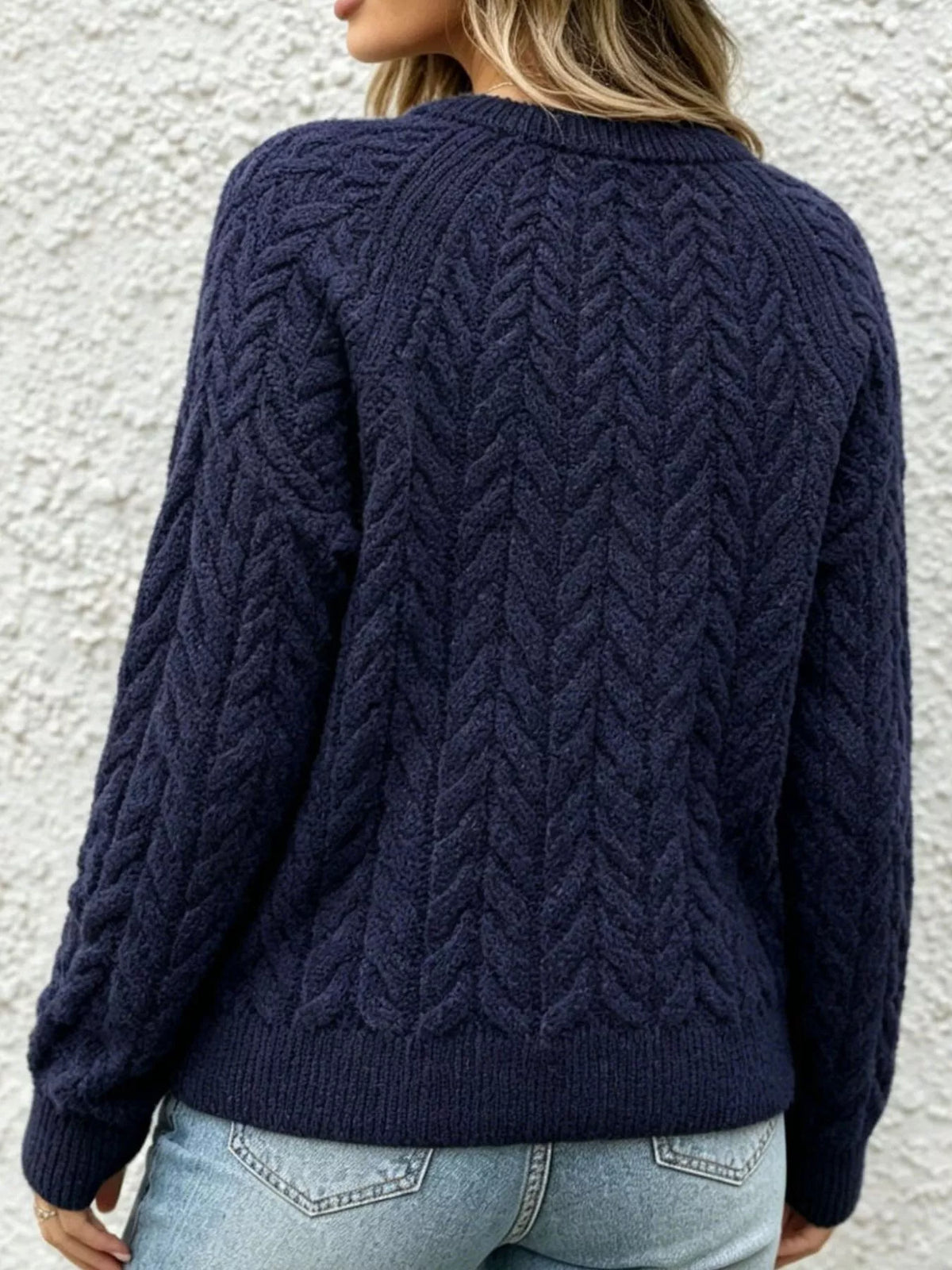 cable-knit raglan sleeve sweater | dropsona - neutral - material texture