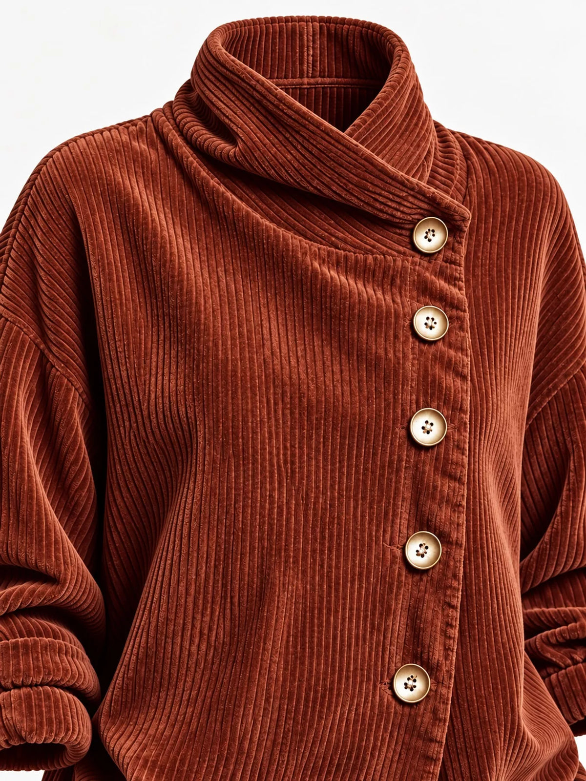 full size asymmetric button-down corduroy jacket plus | dropsona - neutral - material texture