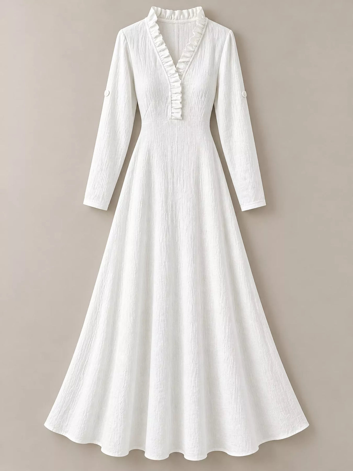 full size frill roll-up sleeve maxi dress plus | dropsona - neutral - size reference