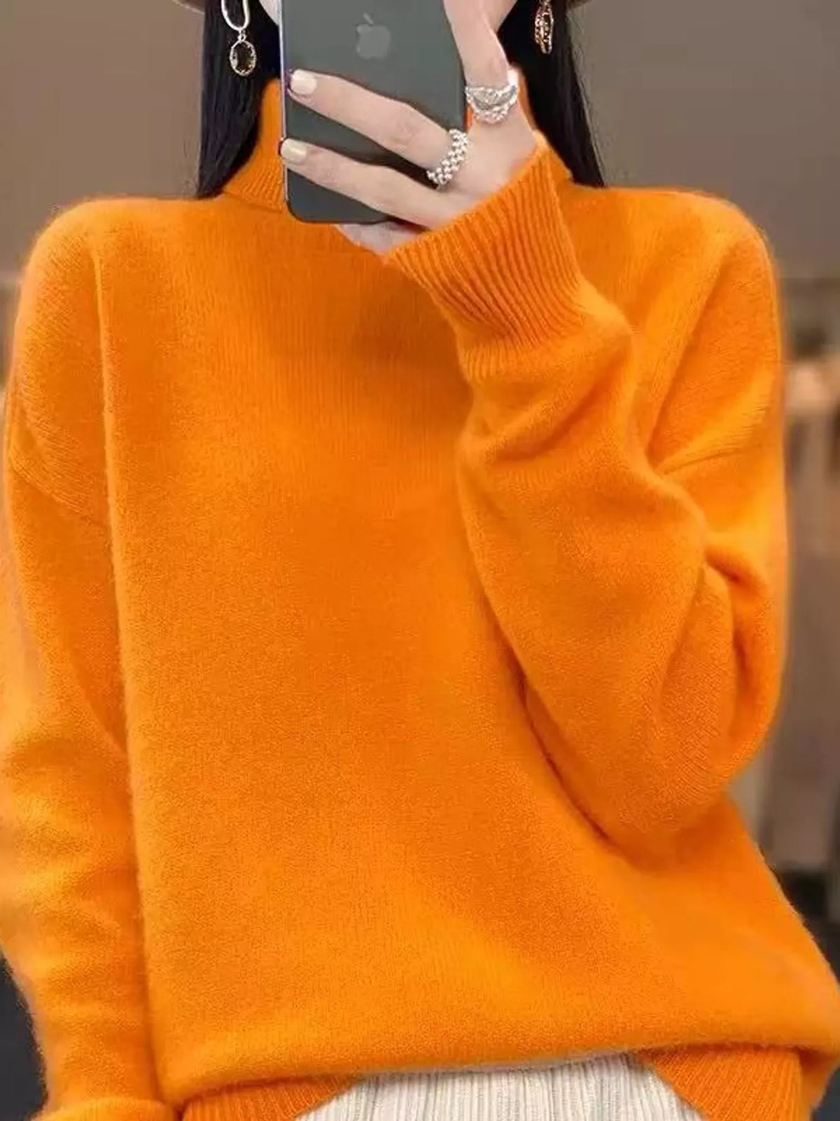 turtleneck dropped shoulder sweater | dropsona - neutral - usage example