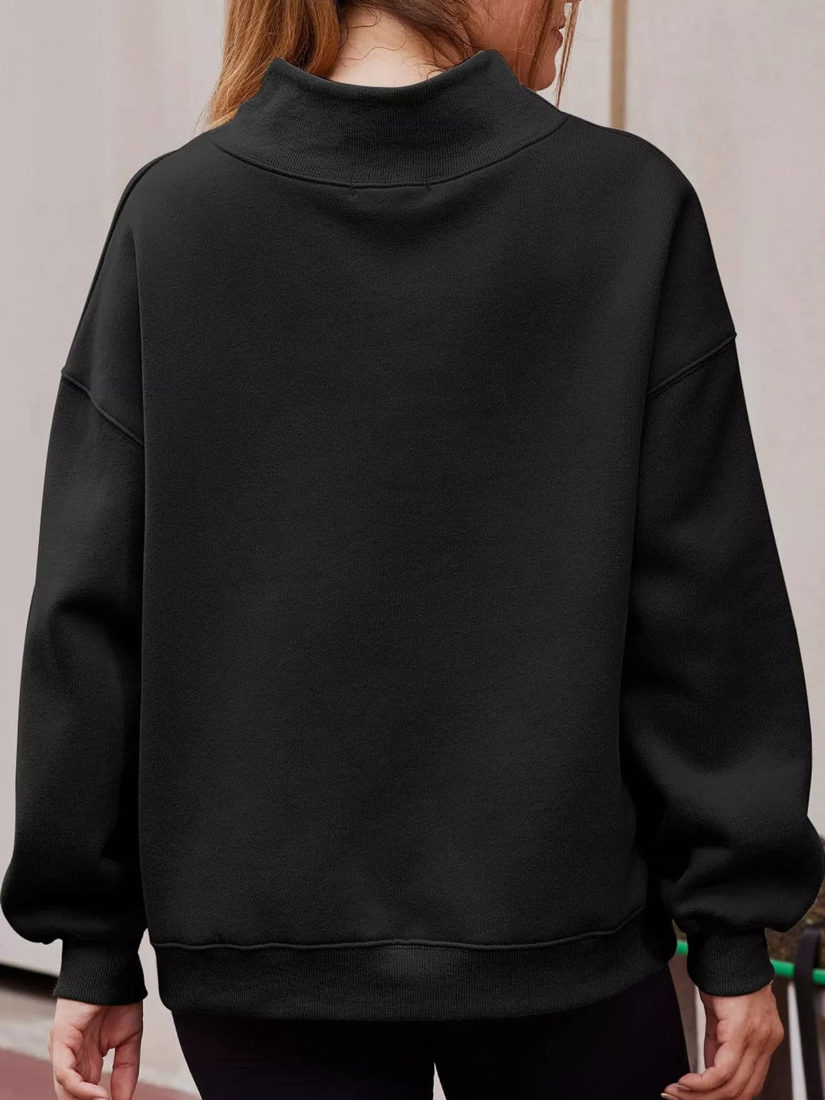 oversized mock neck long sleeve sweatshirt | dropsona - neutral - packaging