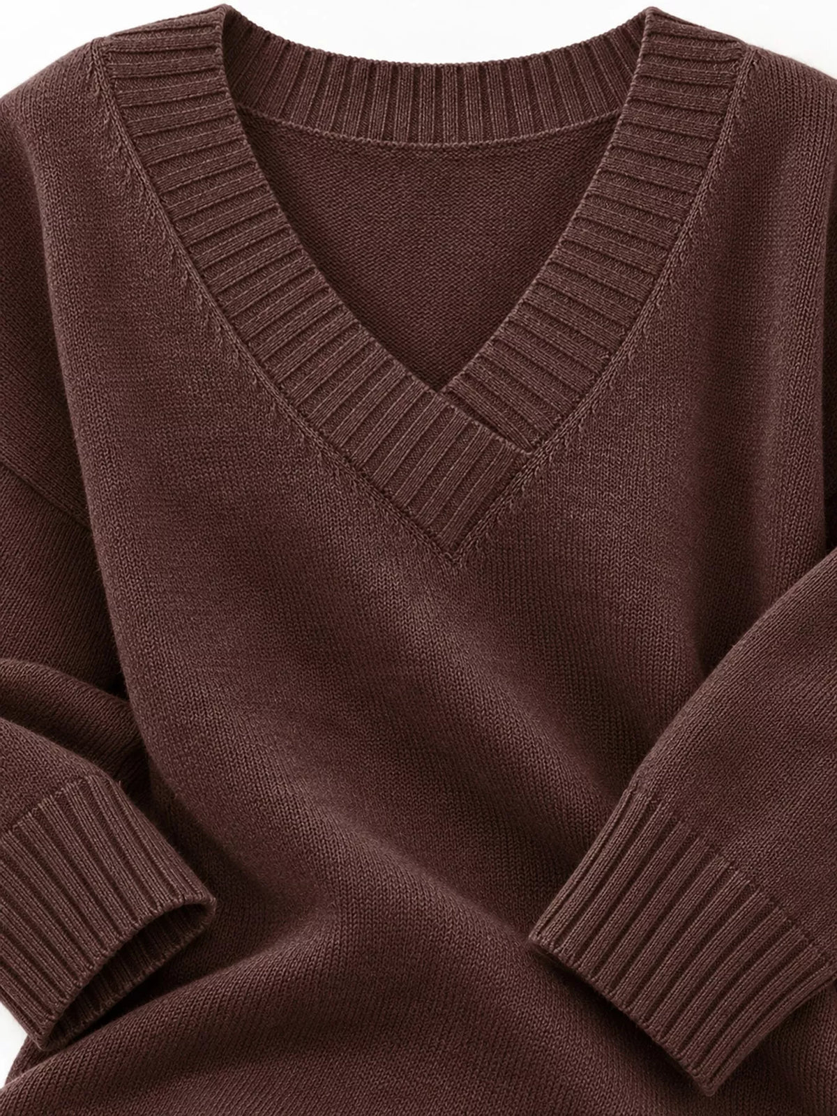 full size v-neck dropped shoulder sweater plus | dropsona - neutral - size reference