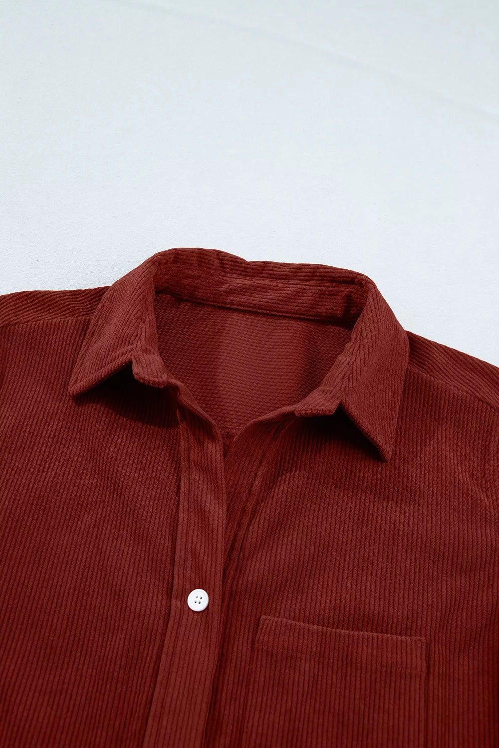 adjustable cuff long sleeve corduroy shirt | dropsona - neutral - front view