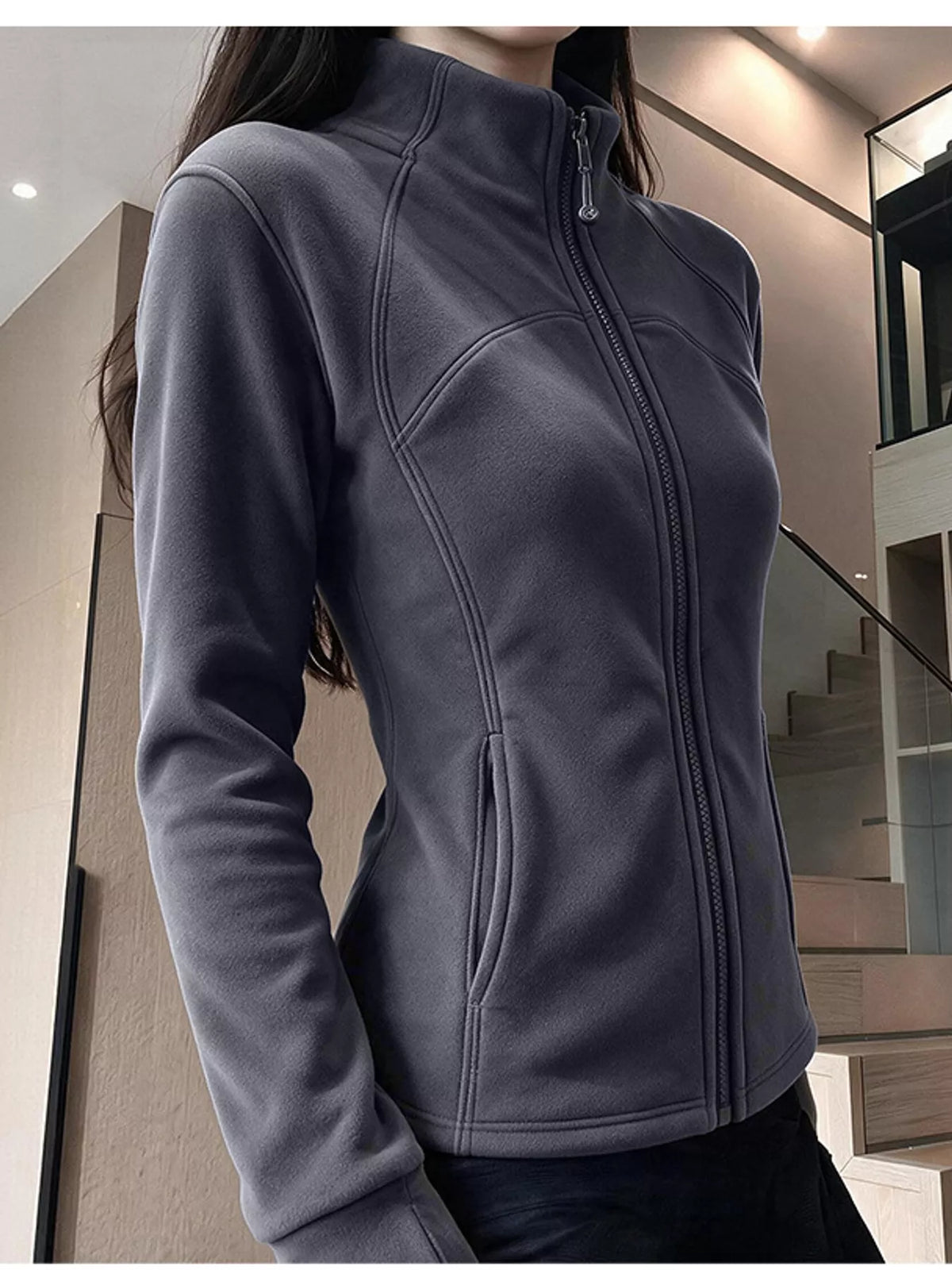 slim-fit full-zip active outerwear | dropsona - neutral - front view