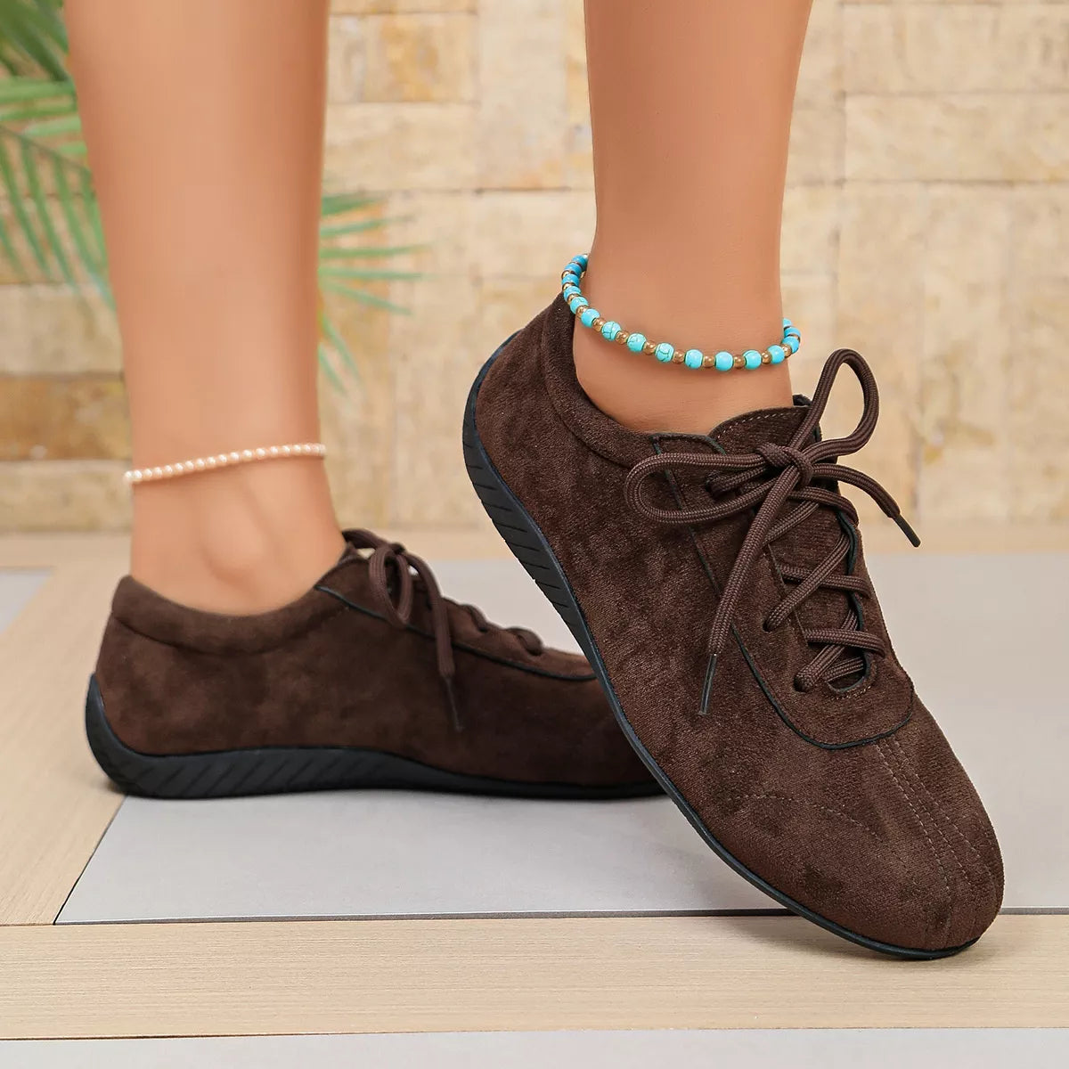 round toe lace up sneakers – modern steps | dropsona - neutral - packaging