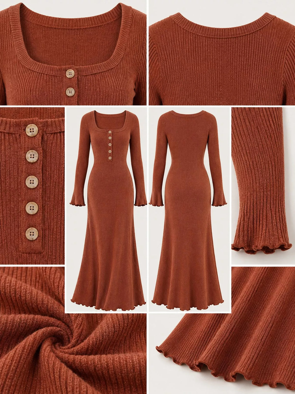 button-front ribbed knit maxi dress | dropsona - neutral - usage example