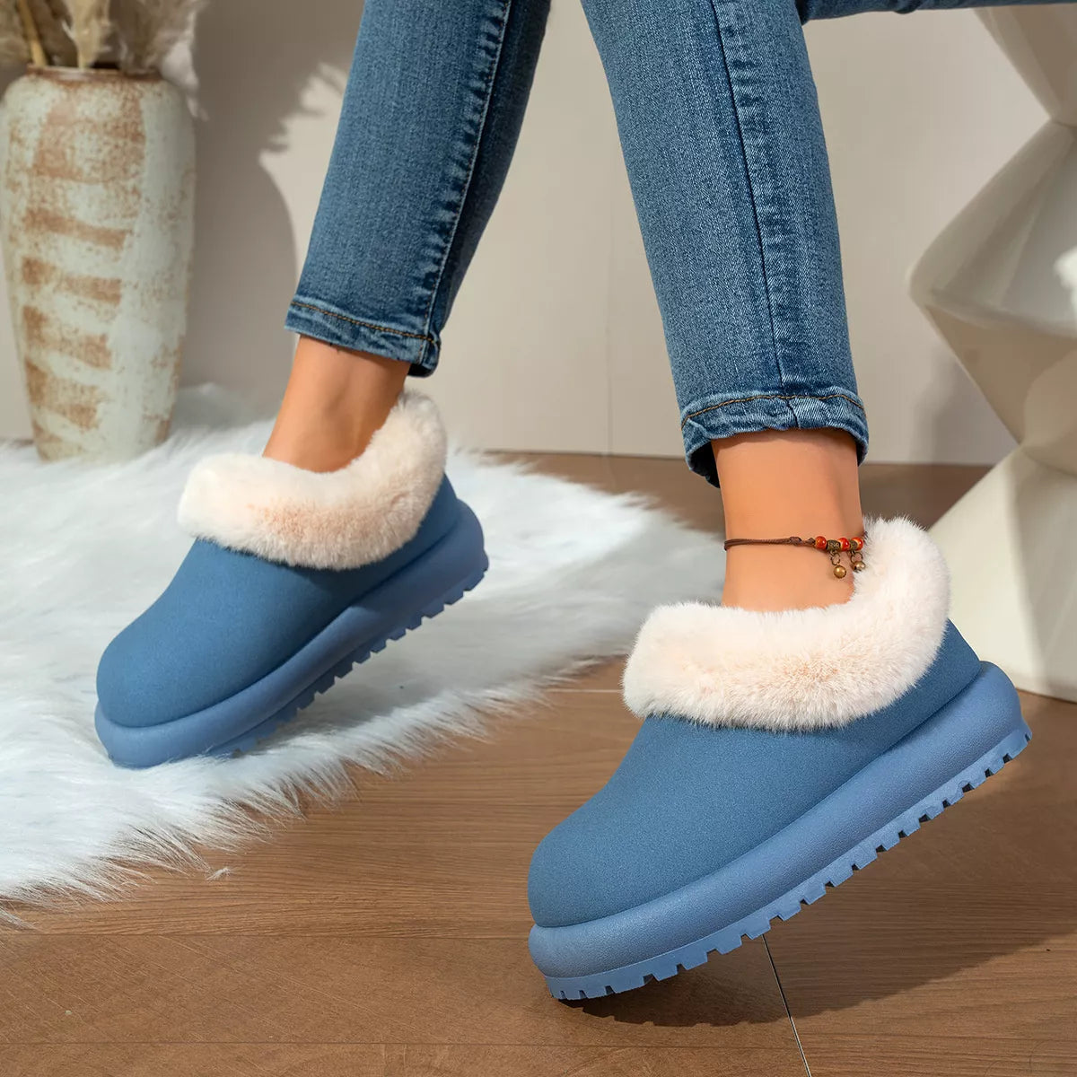round toe plush-lined boots – dear monkey | dropsona - neutral - usage example