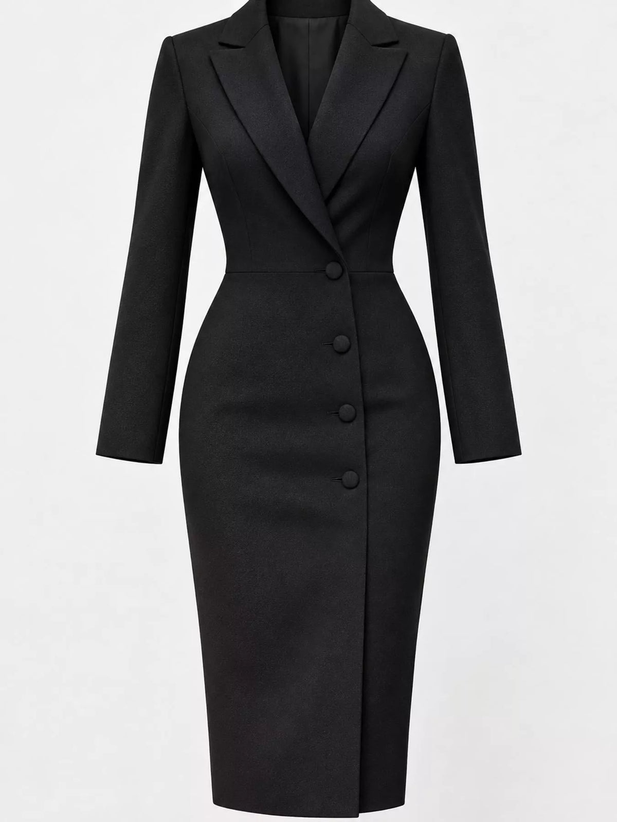 full size elegant single-breasted blazer midi dress | dropsona - neutral - material texture