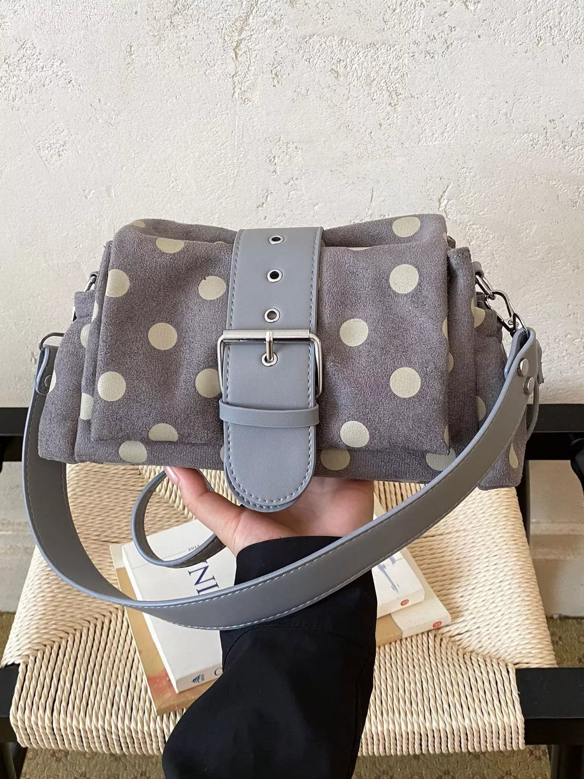 vintage polka dot shoulder bag – stylish sling | dropsona - neutral - packaging