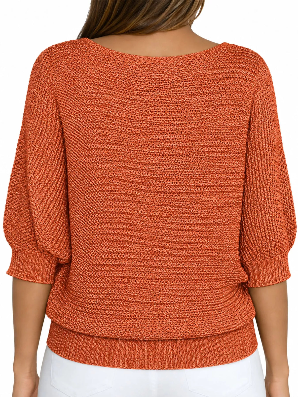 full size boat neck 3/4 sleeve sweater plus | dropsona - neutral - size reference