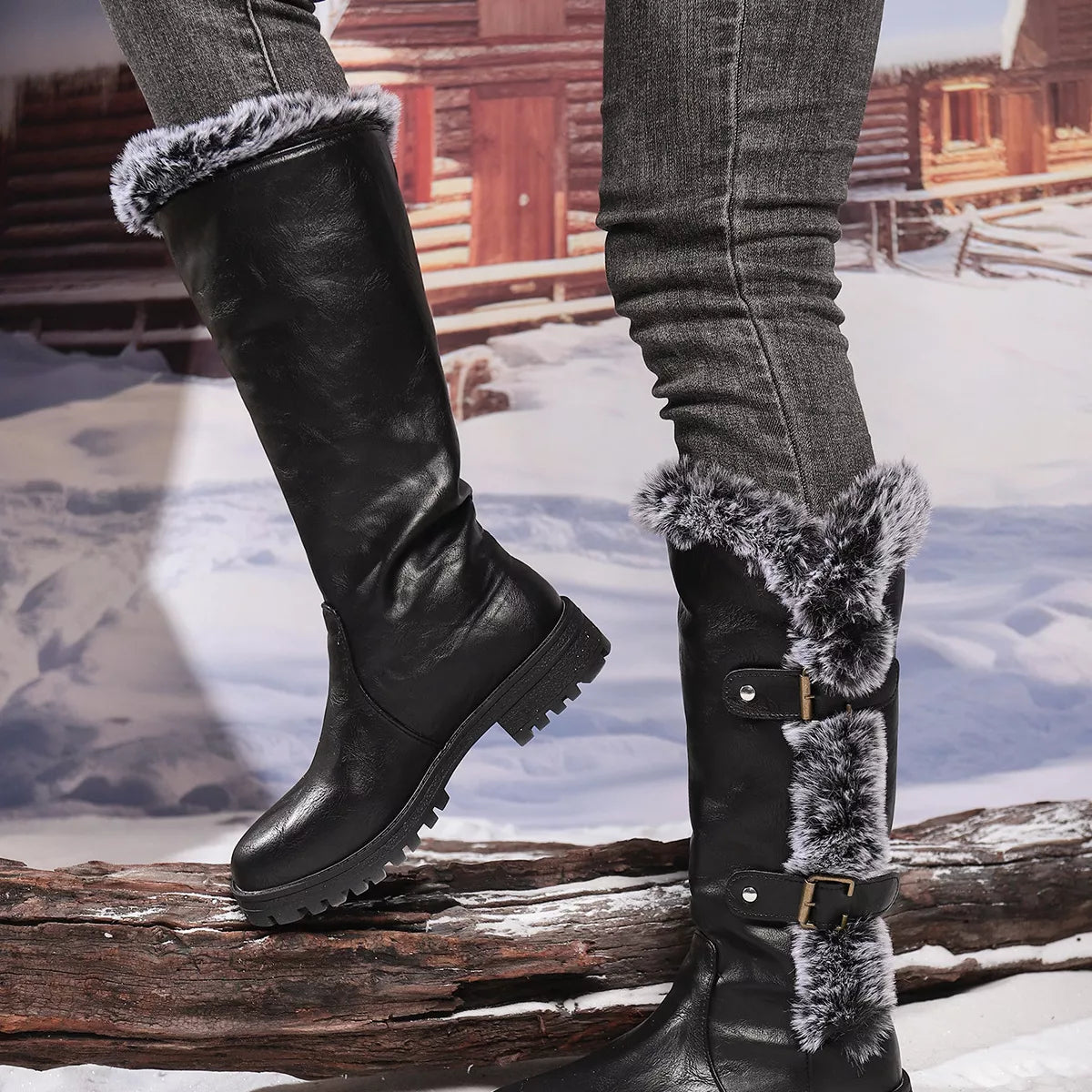 round toe block heel boots – dear monkey | dropsona - neutral - usage example