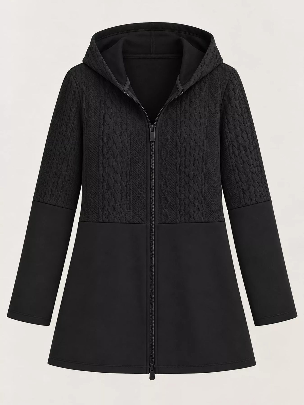 full size hooded zip-up jacket plus | dropsona - neutral - close-up detail