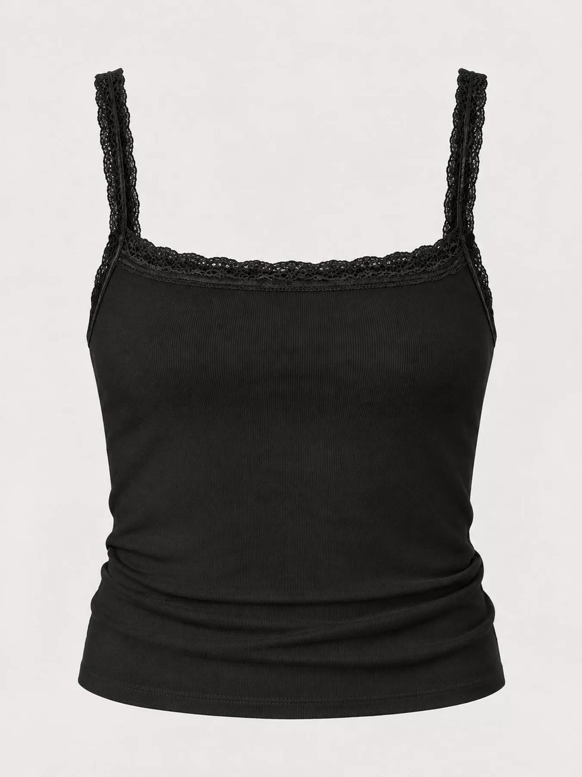 lace detail cami top – detail,ribbed,backless fit | dropsona - neutral - front view