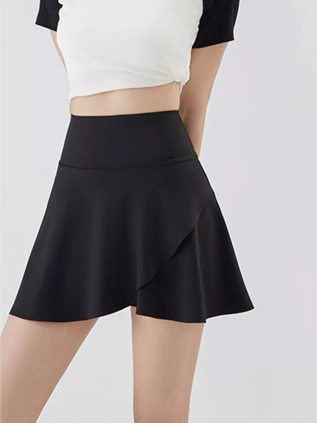 full size high-waisted flared athletic skirt with | dropsona - neutral - packaging