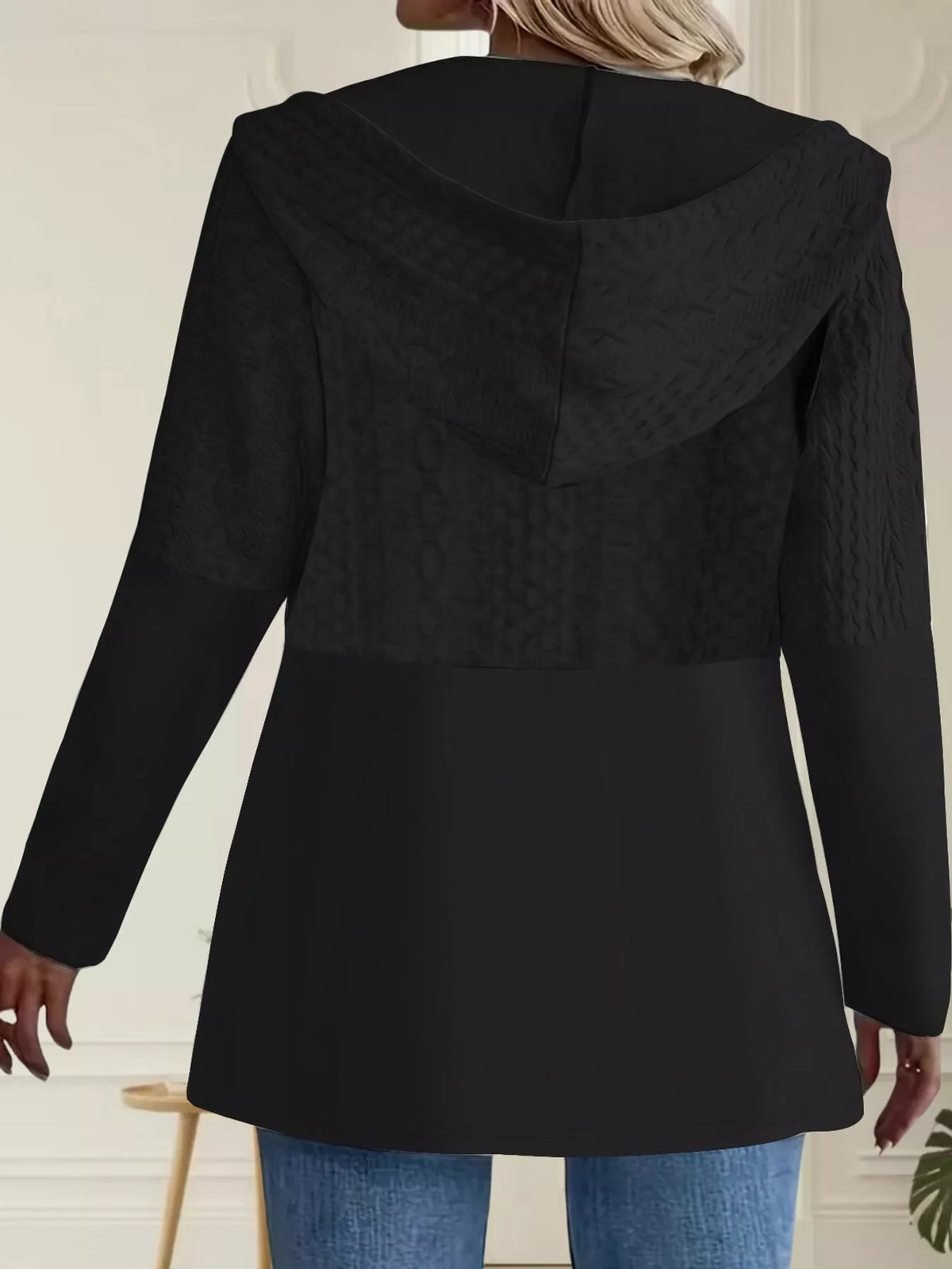 full size hooded zip-up jacket plus | dropsona - neutral - front view