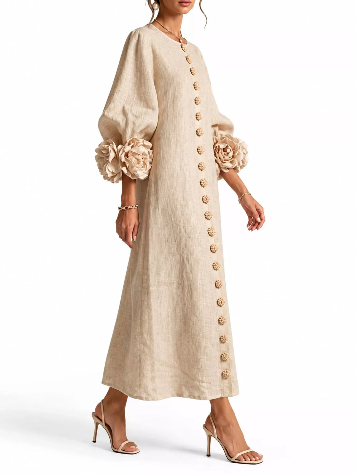 full size 3d floral sleeve accents mini dress plus | dropsona - neutral - size reference