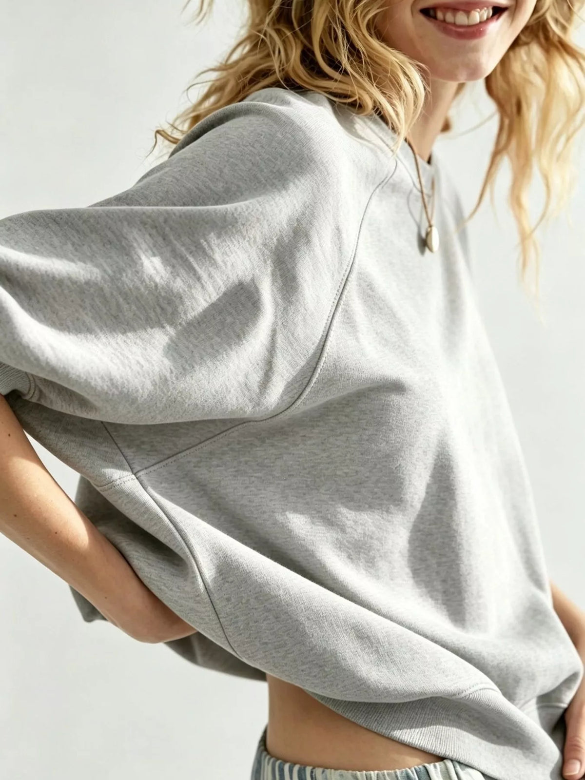 full size raglan short-sleeve sweatshirt plus | dropsona - neutral - usage example