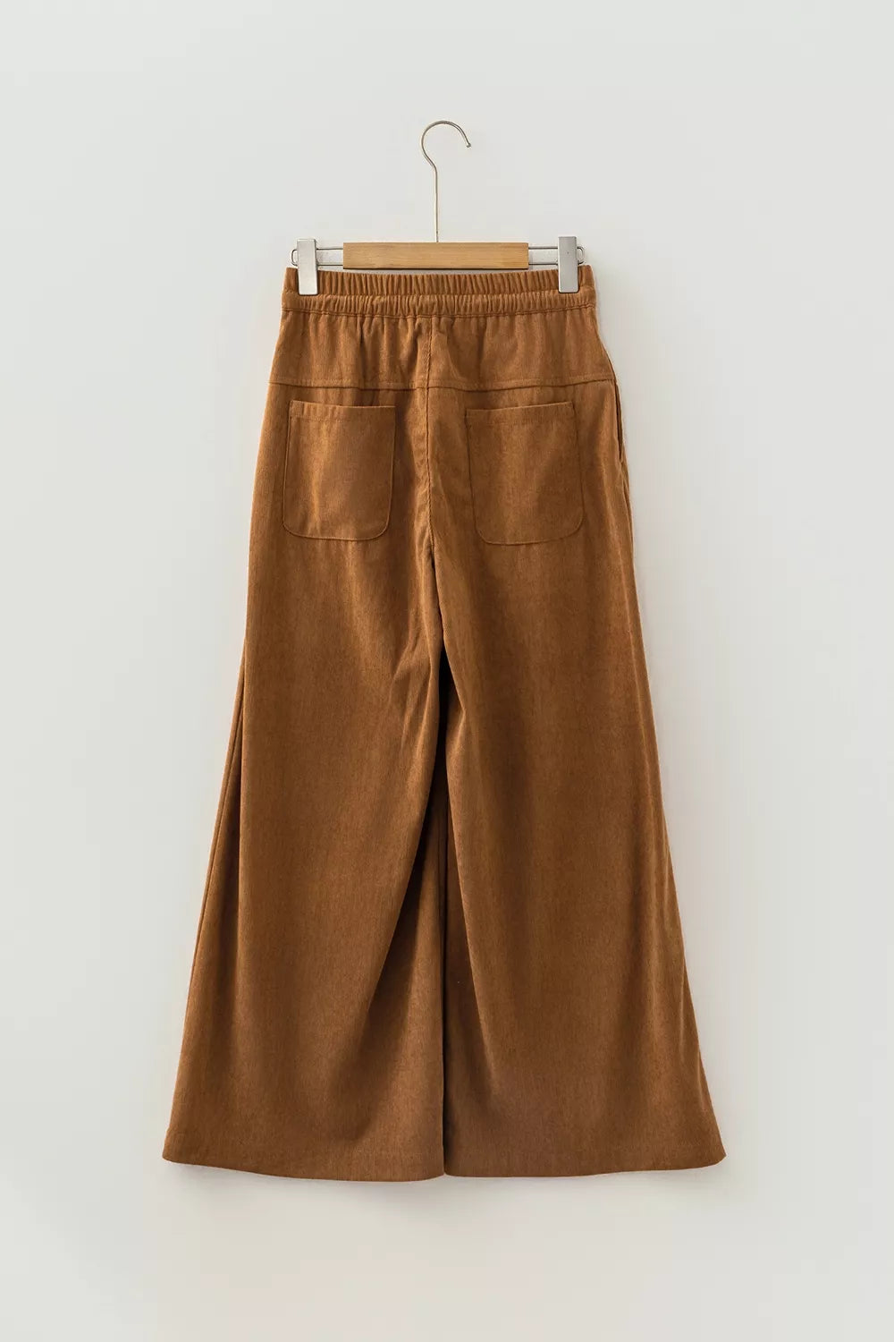 elastic waist wooden button placket ankle length wide | dropsona - neutral - size reference