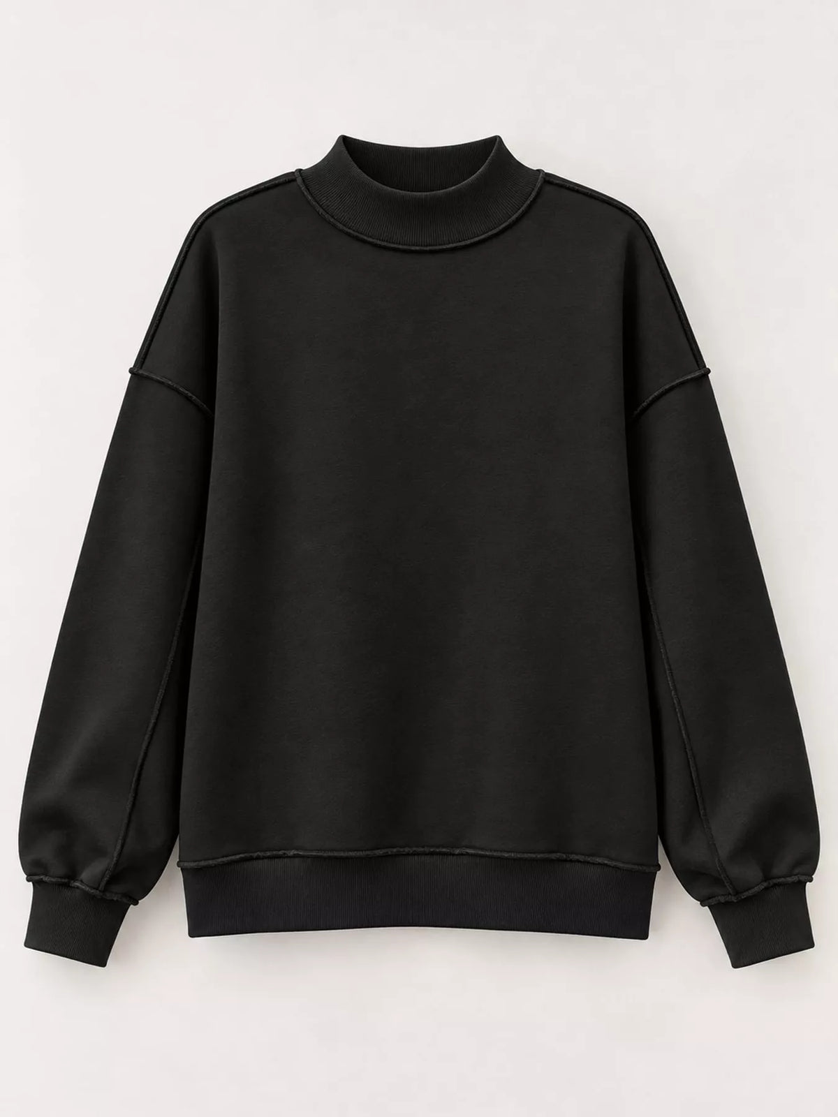 mock neck long sleeve sweatshirt | dropsona polyester 70% - neutral - size reference