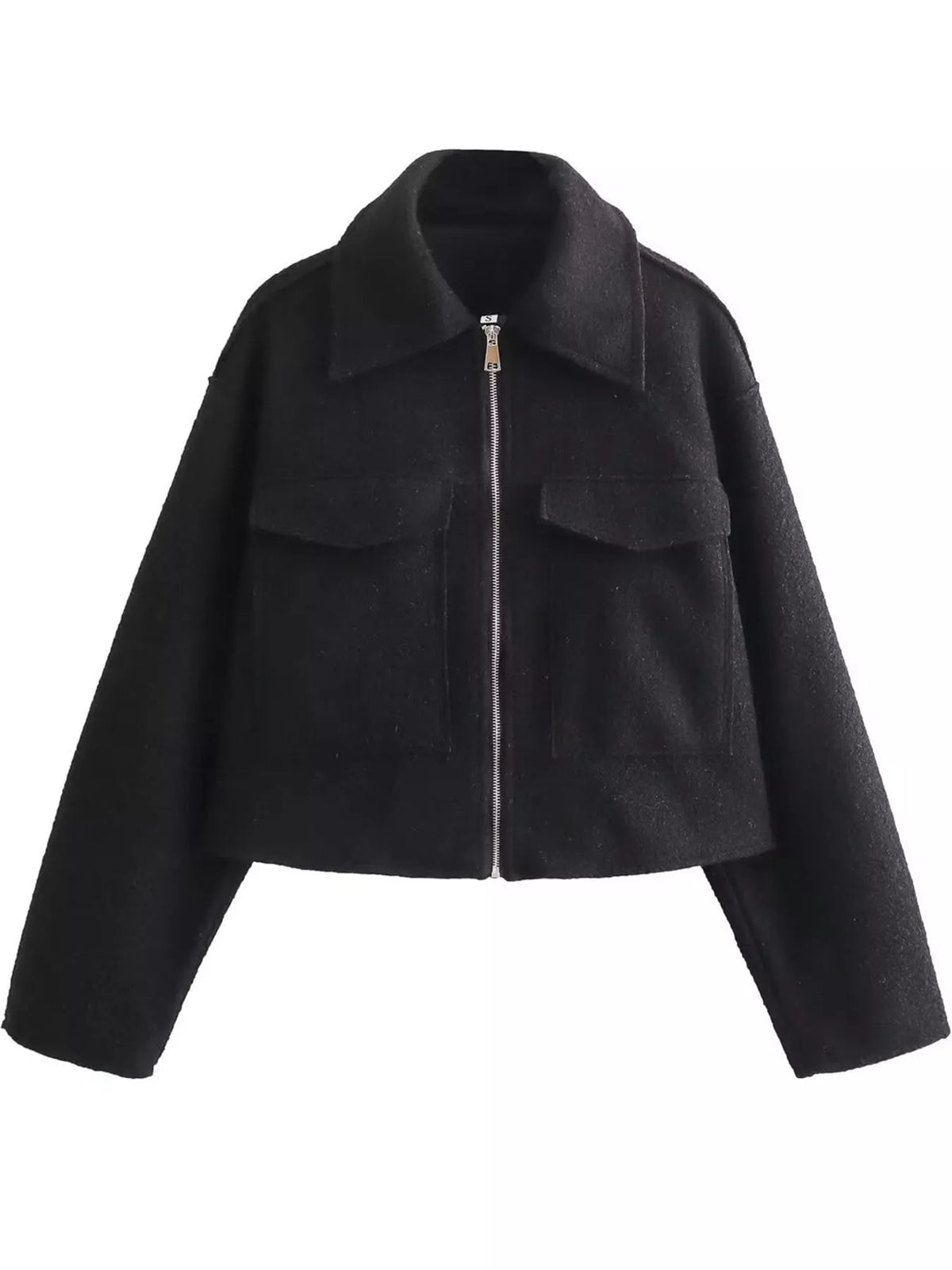 zip up cropped jacket – zipper,pocketed fit | dropsona - neutral - usage example