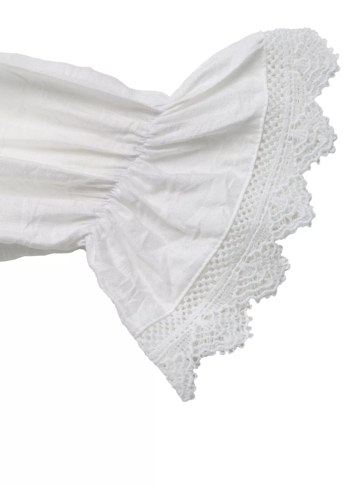lace-trimmed button-down shirt – buttoned,lace detail | dropsona - neutral - close-up detail