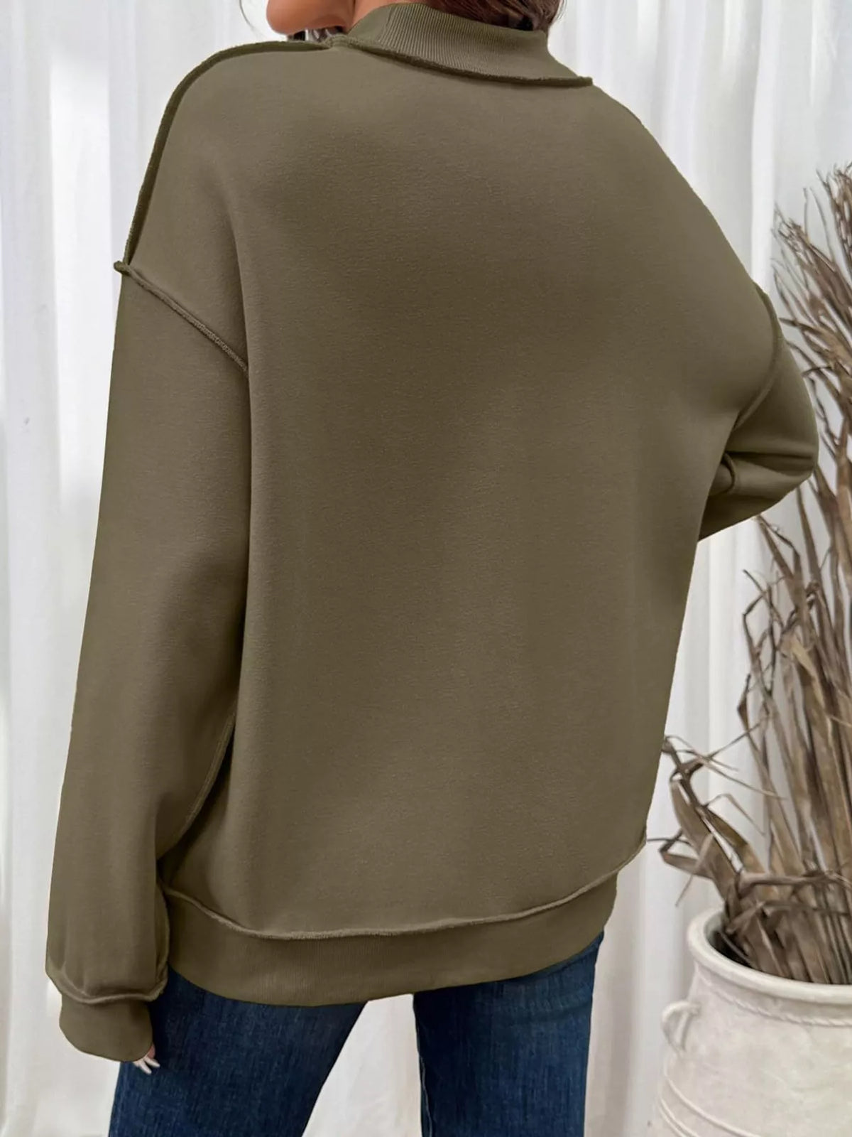 mock neck long sleeve sweatshirt | dropsona polyester 70% - neutral - material texture